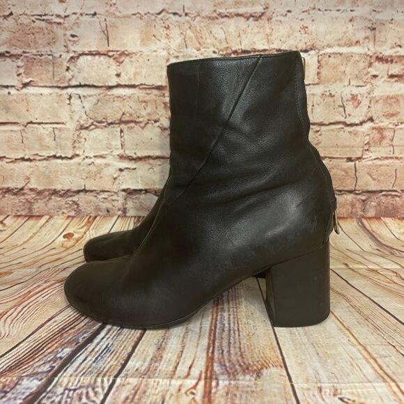 Acne Studios Black Leather Ankle Boots w/ Chunky Heels Size 38 US 8 - Picture 2 of 6